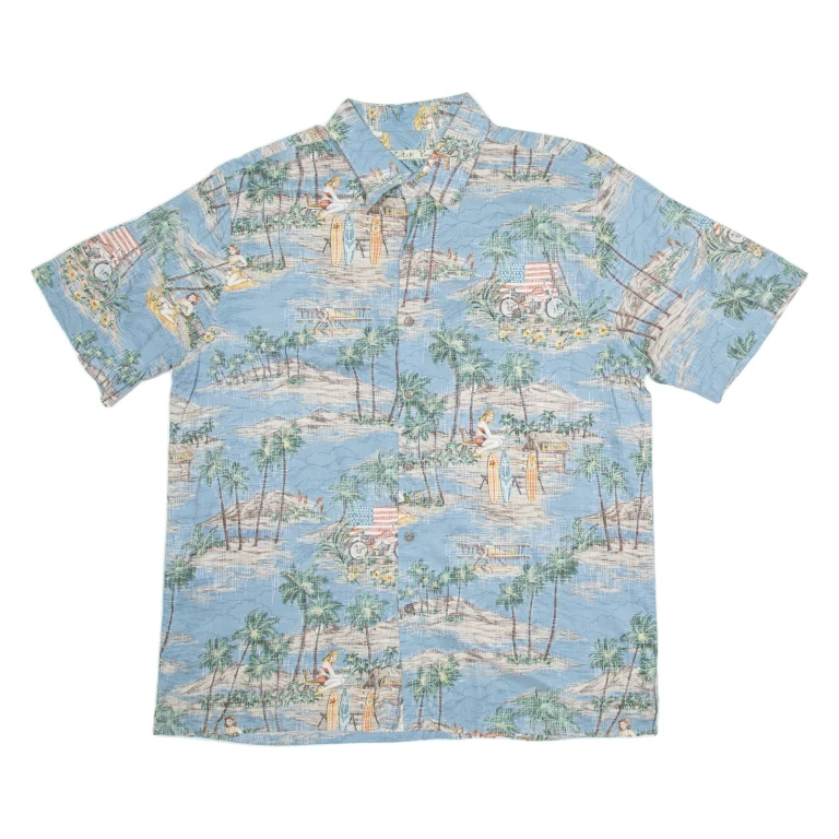 BATIK BAY Mens Hawaiian Shirt Blue Crazy Pattern L