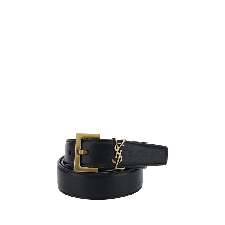 Saint Laurent Black Calf Leather Bos Taurus Regular Belt - Women