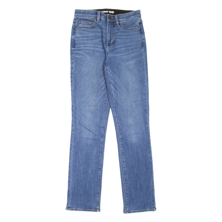 LANDS END Womens Jeans Blue Slim Straight Stone Wash W27 L32