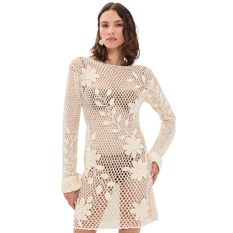 Agua Bendita Rosetta Handmade Crochet Mini Dress Multicolor L