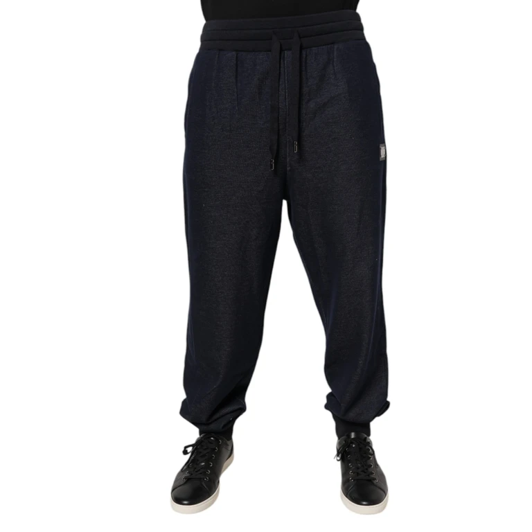 Black Jacquard Jogger Men Sweatpants Pants Cotton Elastane - Men