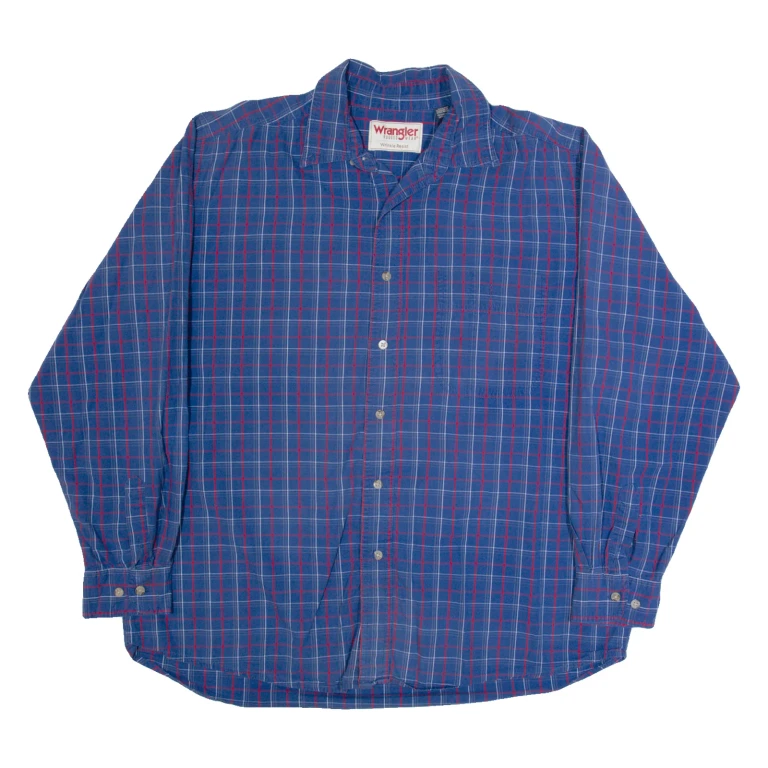 WRANGLER Mens Shirt Blue Check Long Sleeve XL