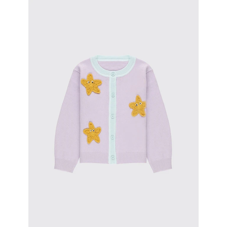Boy's Cotton Cardigan with Star Print and Embroidery (TY9110BZ3622539)