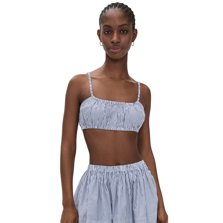 Suzie Kondi Bea Shirred Bra Top Navy Stripe M