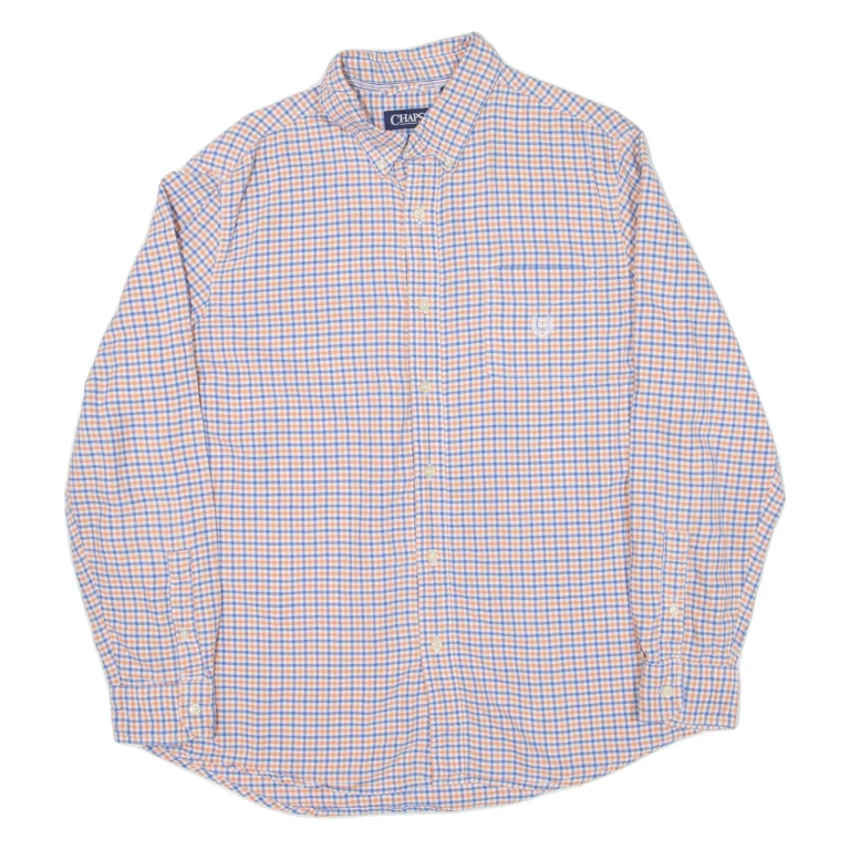 CHAPS Mens Shirt Orange Check Long Sleeve L
