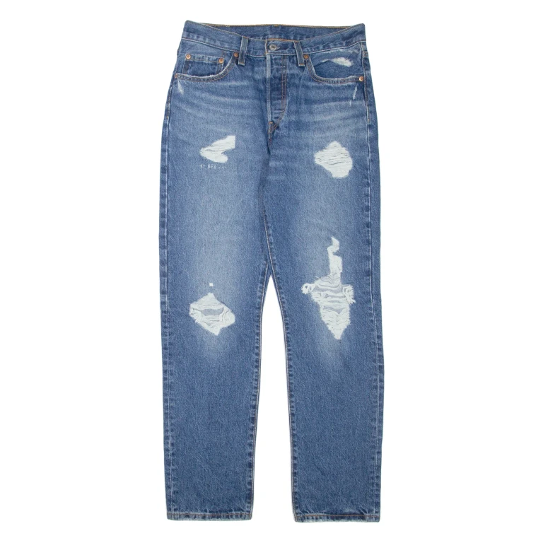 LEVI'S 501 Jeans Distressed Womens Blue Regular Straight W27 L30