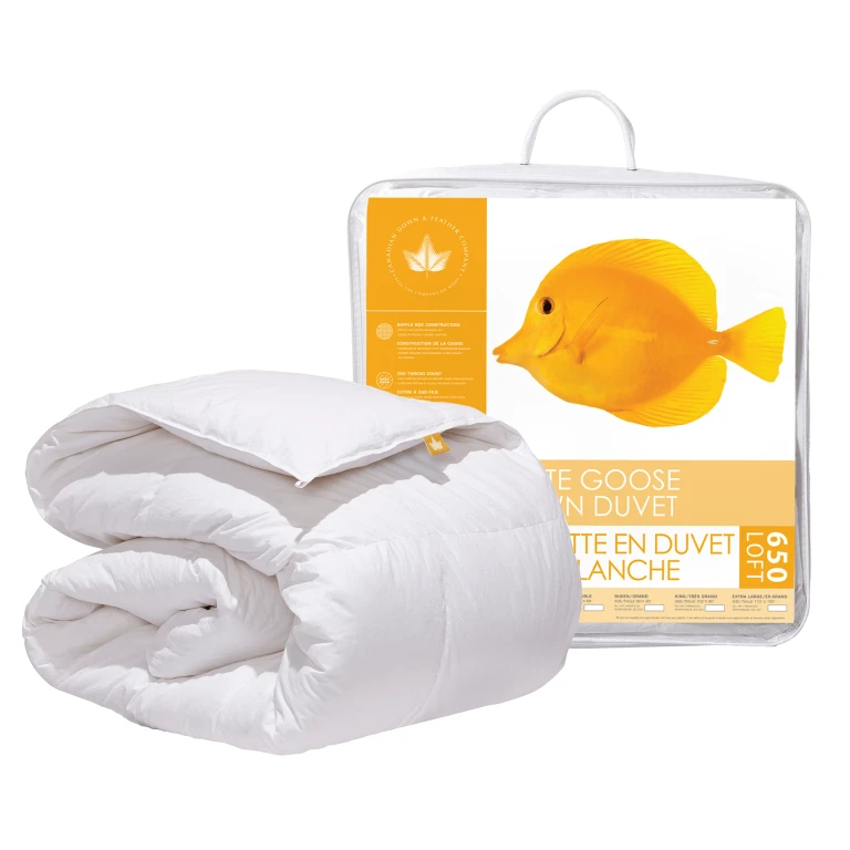 650 Loft White Goose Down Comforter, Regular Weight
