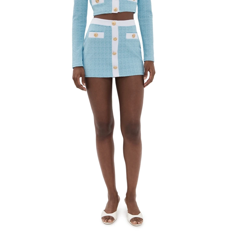 L'AGENCE Coco Colorblock Chic High Waist Skirt Powder Blue XS