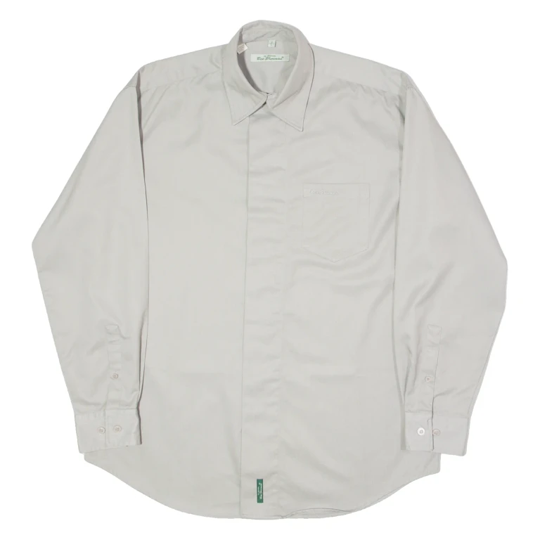 BEN SHERMAN Mens Plain Shirt Grey 90s Long Sleeve L
