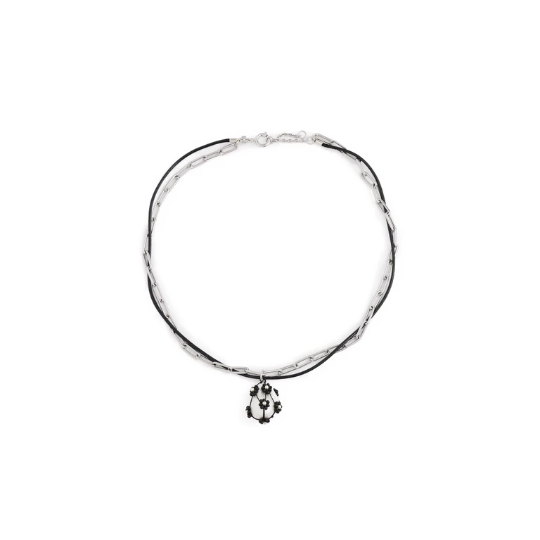 Double Strand Pearl Pendant Necklace Tory Silver/Black One Size