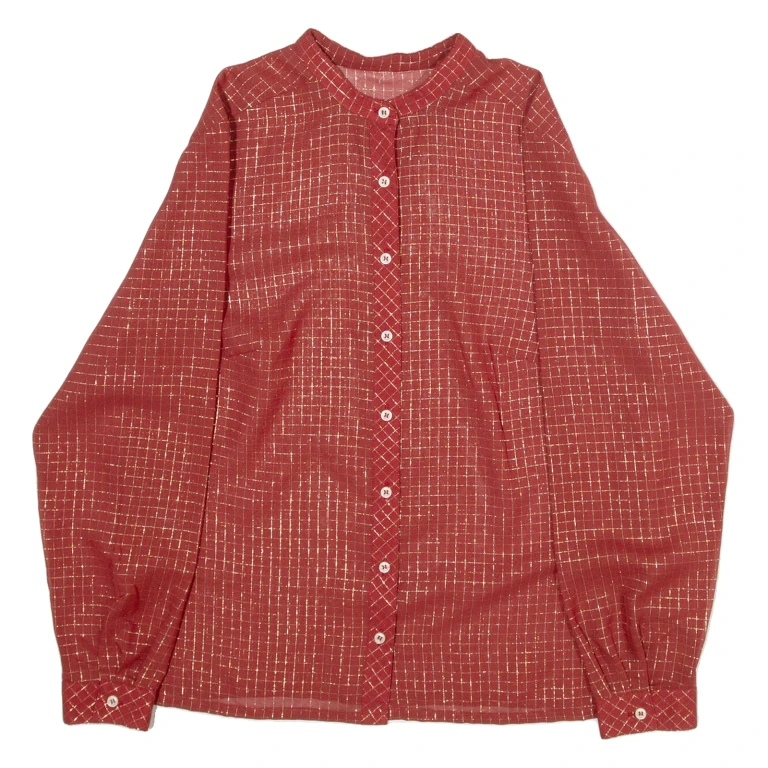 Womens Printed Shirt Red Long Sleeve Gingham M