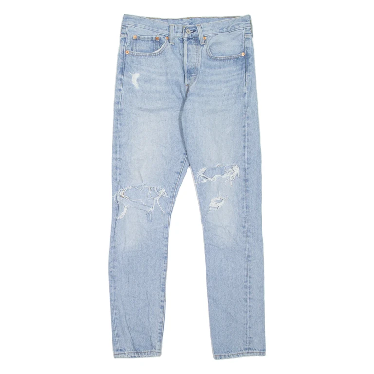 LEVI'S 501S Jeans Distressed Womens Blue Skinny Straight Stone Wash W26 L28