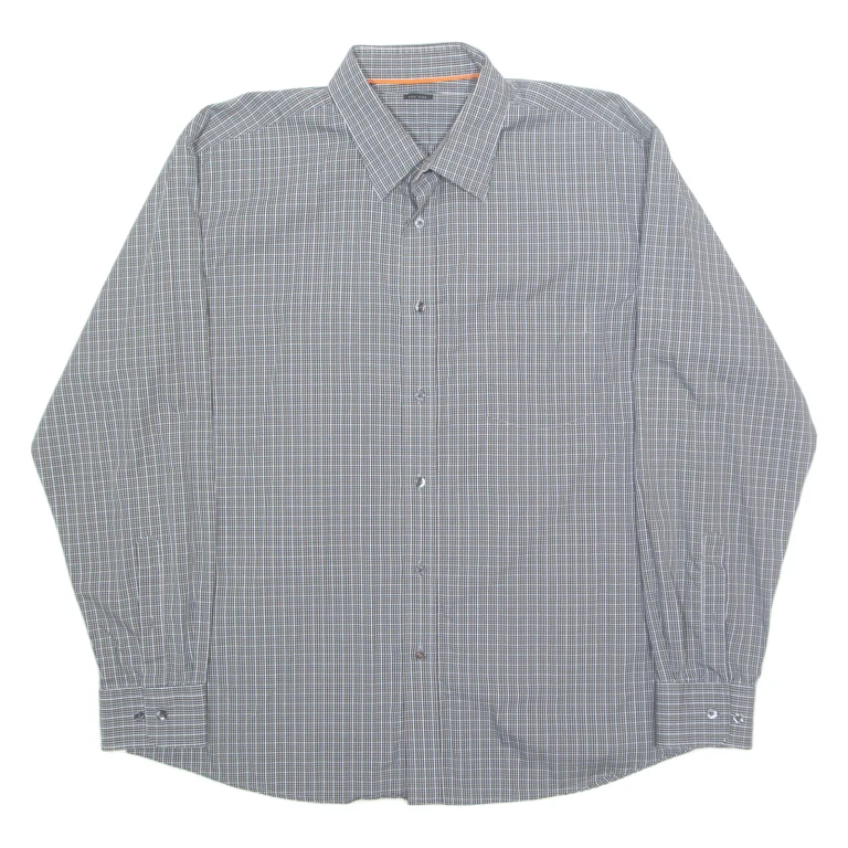 RENATO CAVALLI Mens Shirt Black Check Long Sleeve XL