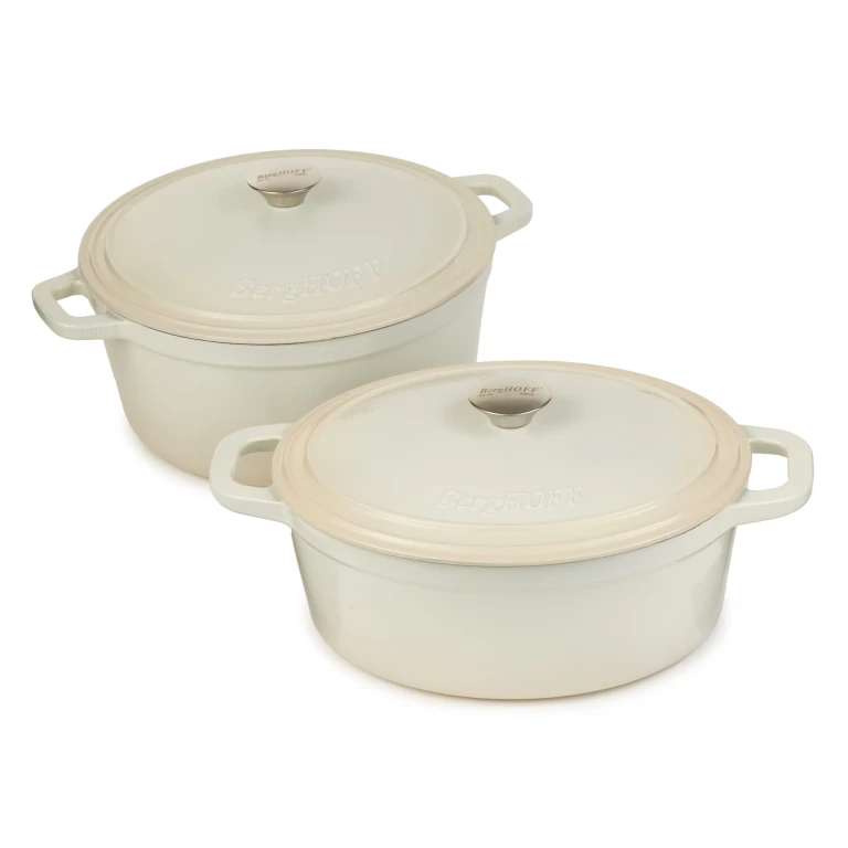 Neo 4pc Cast Iron Cookware Set, 5qt. & 7qt., Meringue