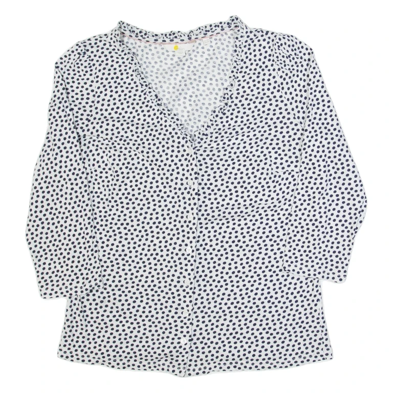 BODEN Womens Printed Shirt Cream V-Neck 3/4 Sleeve Spotted UK 14