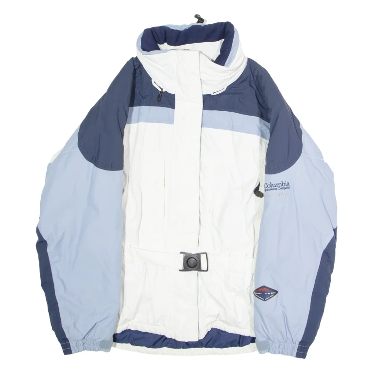 COLUMBIA Insulated Womens Jacket White Hooded Colourblock L