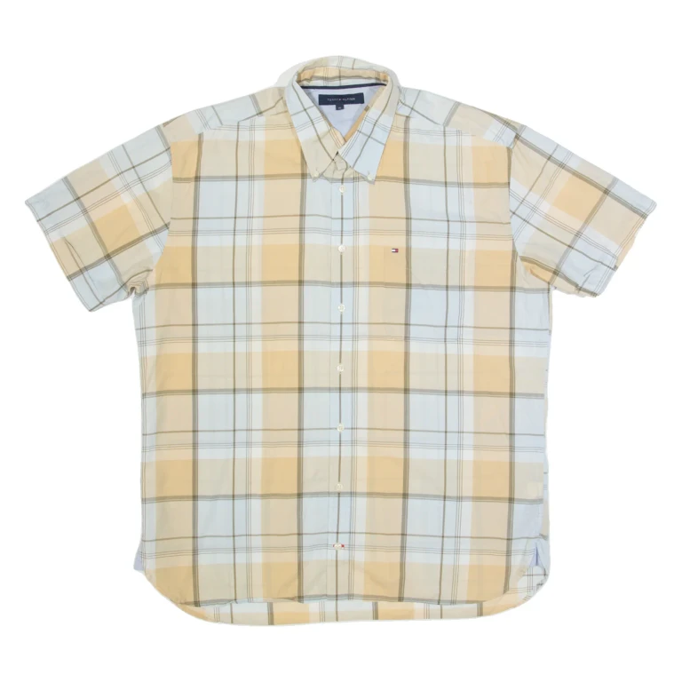 TOMMY HILFIGER Mens Shirt Brown Check XL