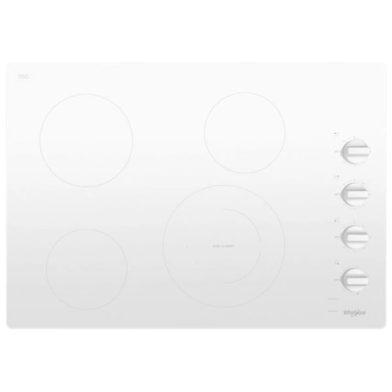 30 in. Electric Ceramic Glass Cooktop with Dual Radiant Element in White 30 in. WCE55US0HW