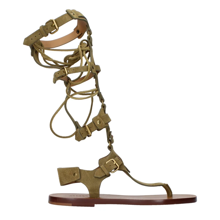 Isabel Marant Gray Leather Flip-Flop Sandals - Women