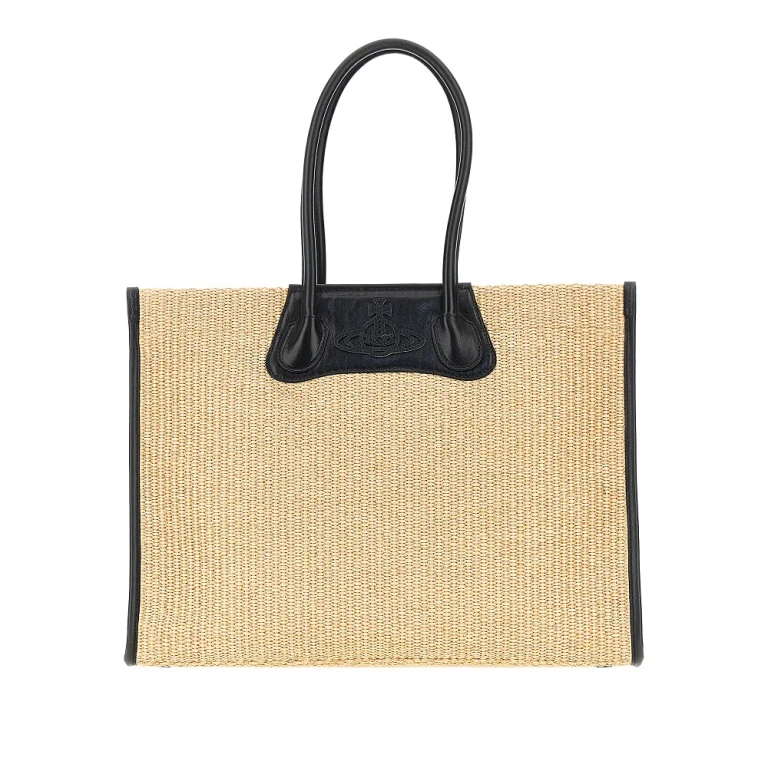 VIVIENNE WESTWOOD 'Troy' weaved raffia tote bag Woman One Size