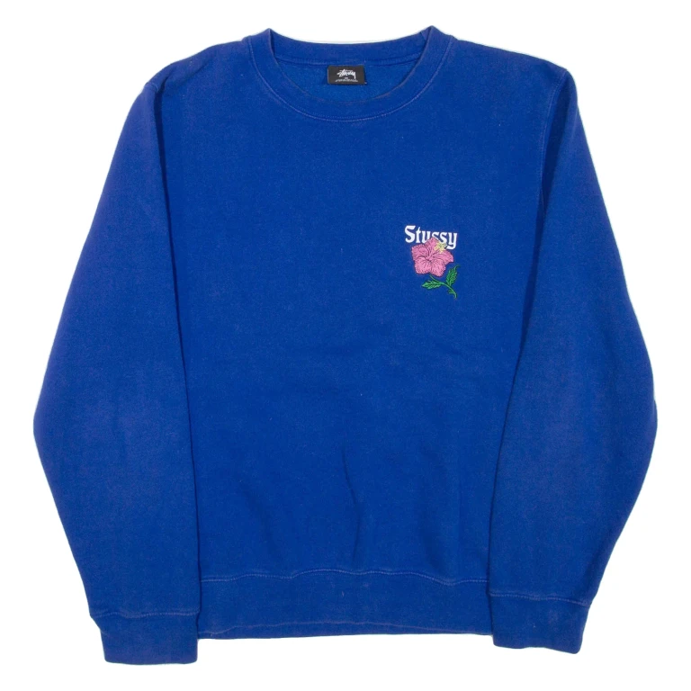 STUSSY California Womens Sweatshirt Blue Crew Neck USA M