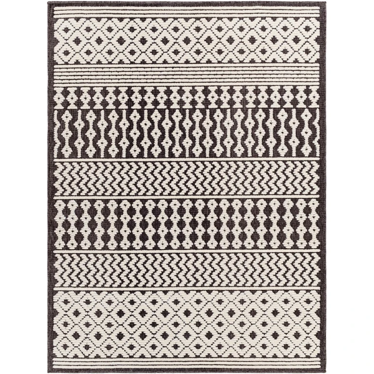 Drago Black Trellis Washable Rug - Clearance