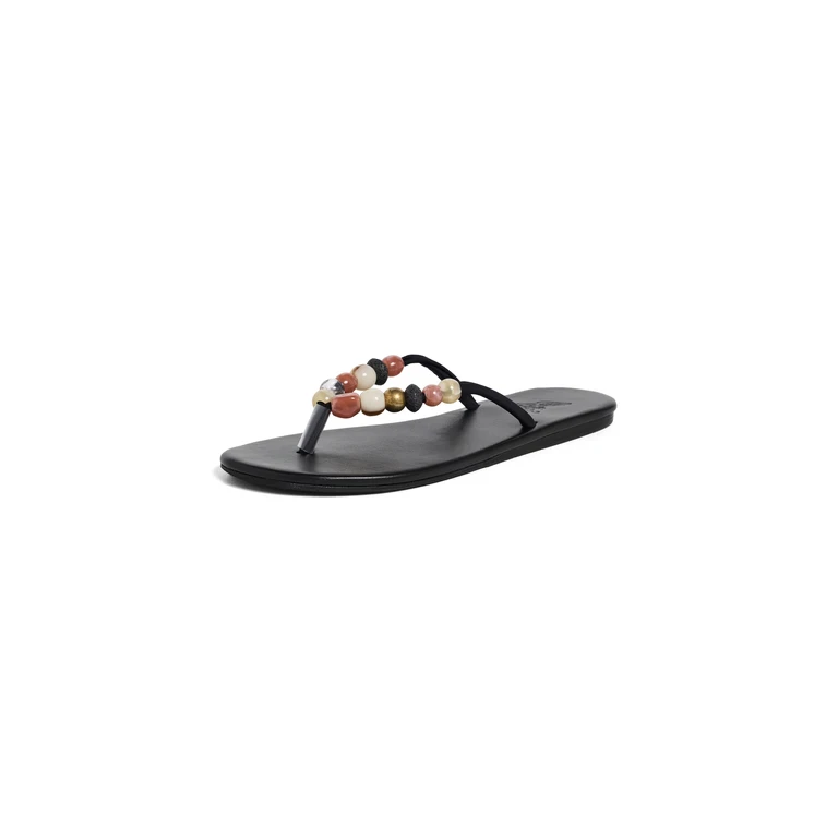 Ancient Greek Sandals Saionara Bead Flip Flops Black 37