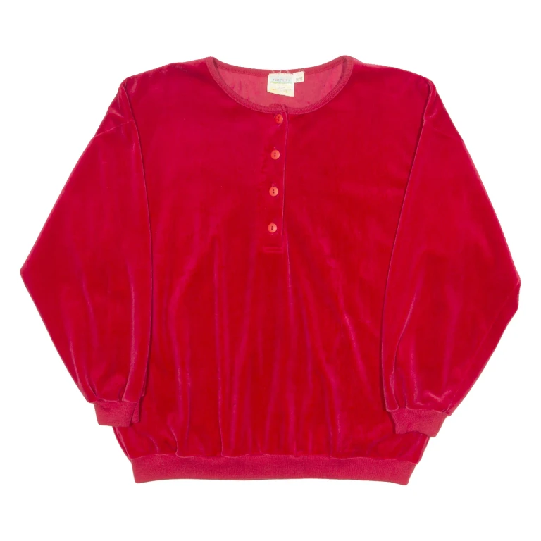 PRIORITY Womens Sweatshirt Red Button Neck S