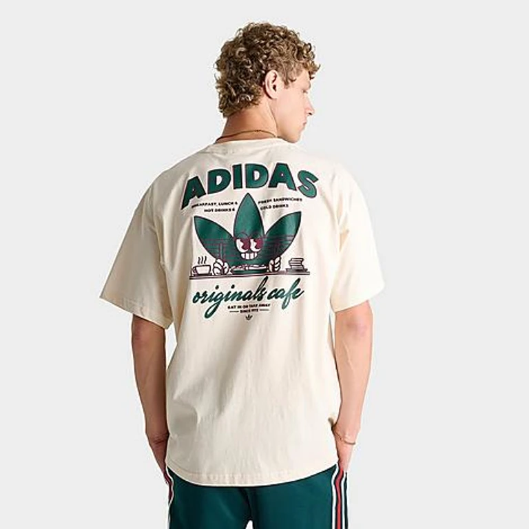 adidas Men's Originals Cafe Graphic T-Shirt in Wonder White Size: Small
