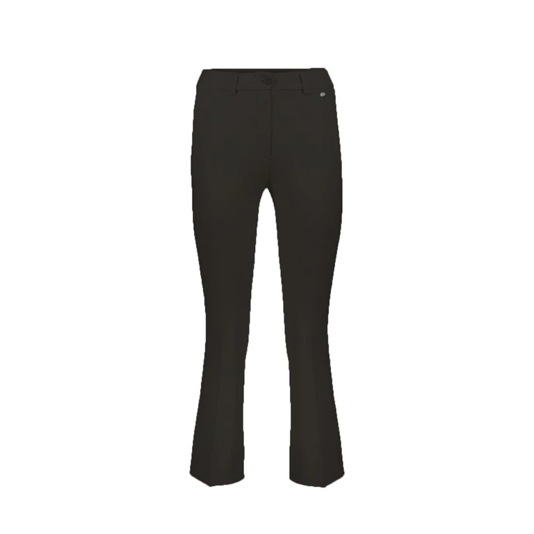 Black Elastane Flared Pants - Women