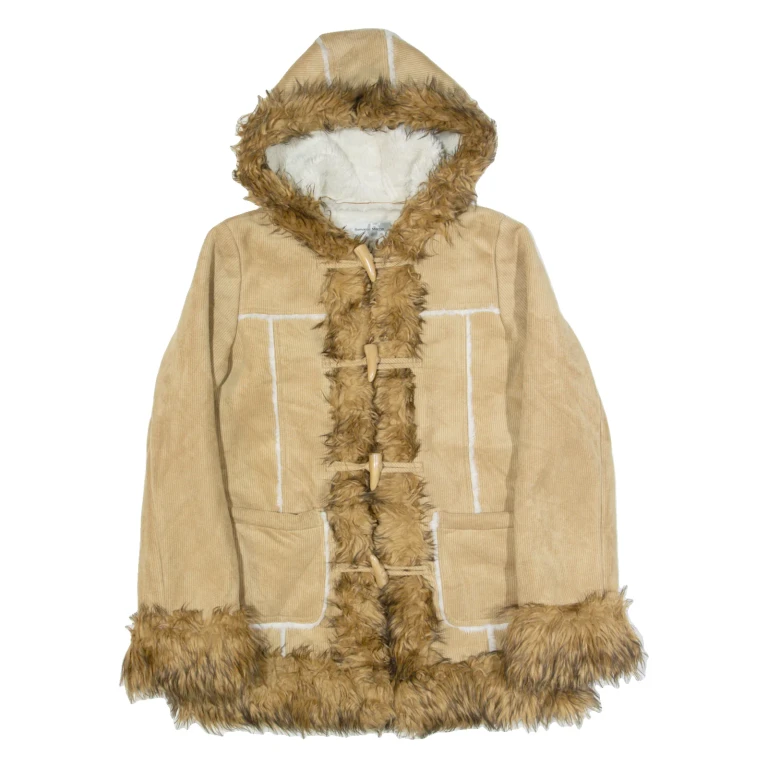 ROMANTIC MOCHA Sherpa Lined Womens Duffle Coat Brown Hooded M
