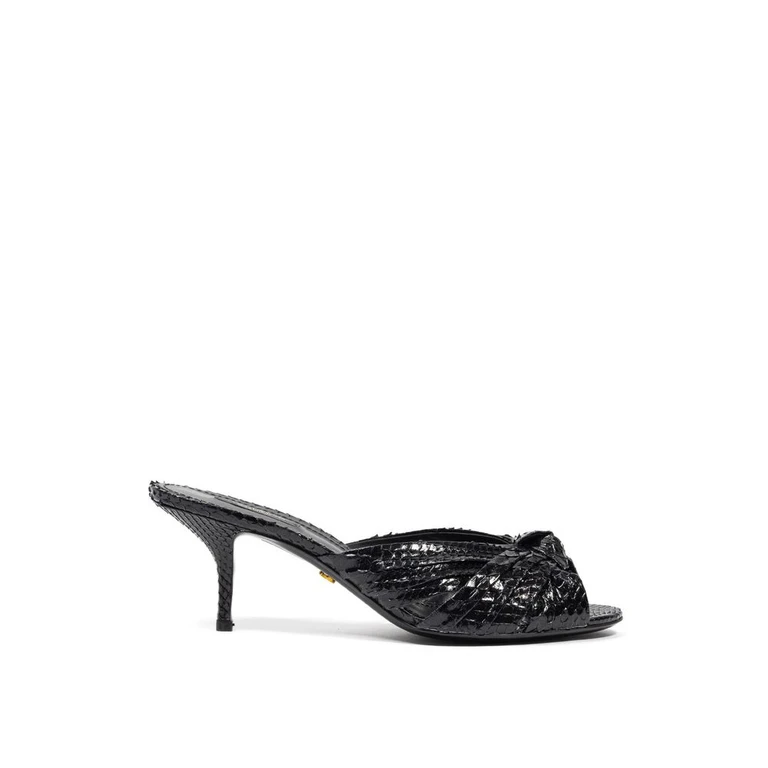 Black Snake Skin Platform Sandals - Women