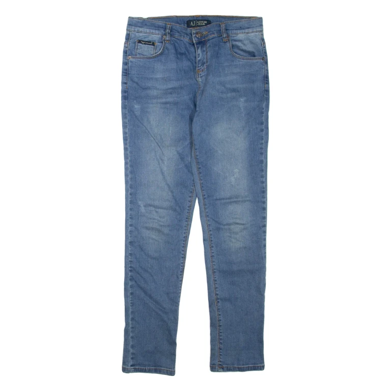 ARMANI JEANS Womens Jeans Blue Regular Skinny Stone Wash W28 L28