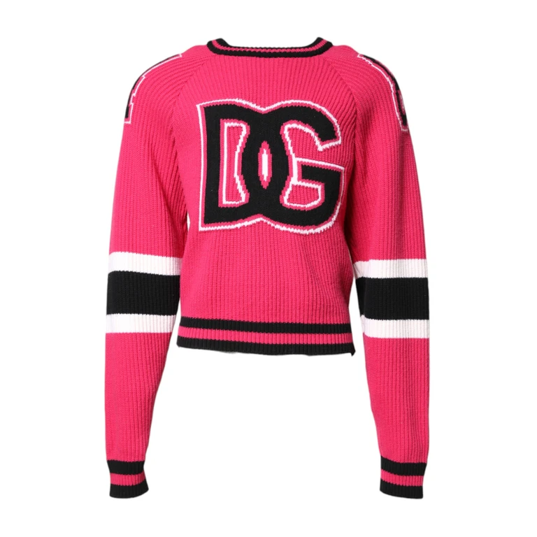 Dolce & Gabbana Pink Cotton Logo Print Knit Pullover Sweater Nylon Clothing - Men