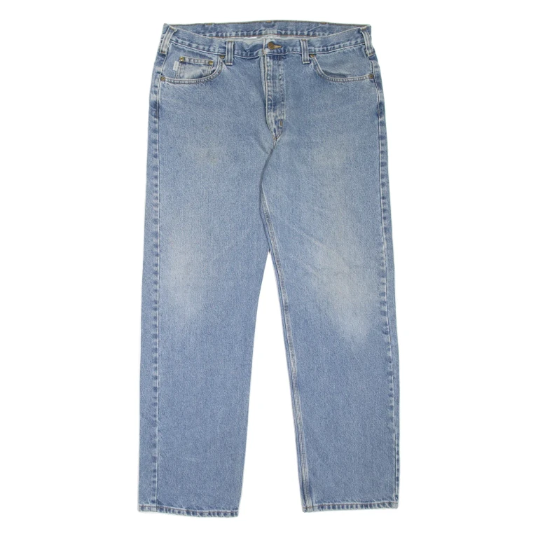 CARHARTT Workwear Mens Jeans Blue Relaxed Tapered Stone Wash W38 L33