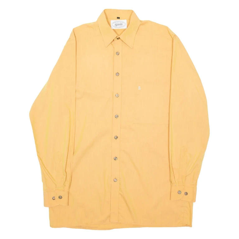 SPEIER Mens Plain Shirt Orange Long Sleeve M