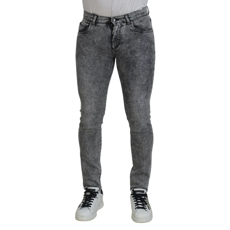 Dolce & Gabbana Grey Washed Cotton Slim Fit Men Denim Jeans Gray Elastane Clothing - Men