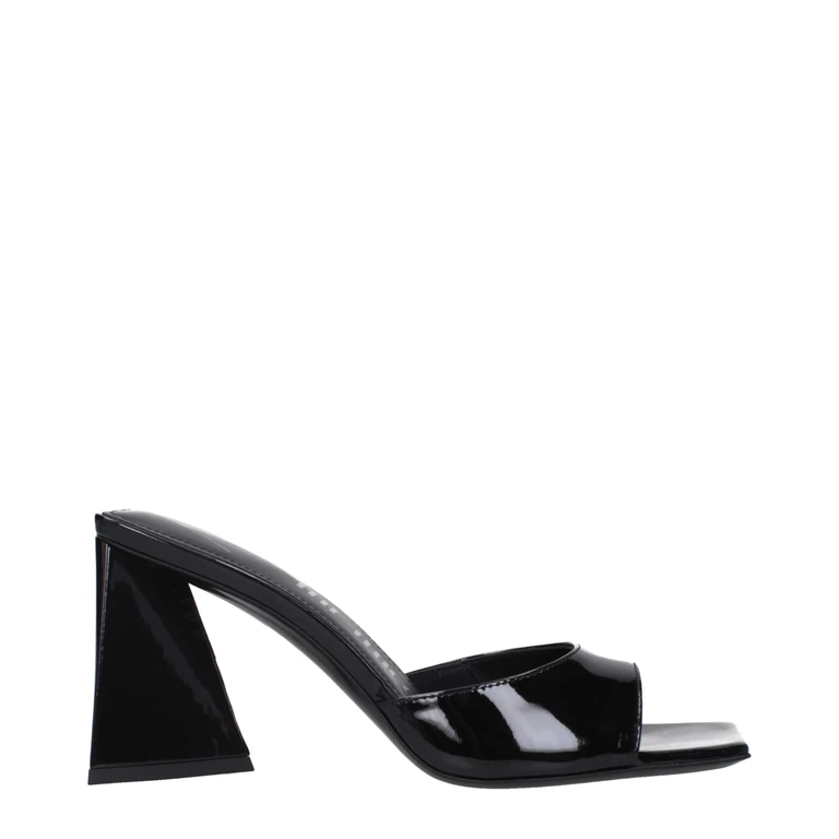 The Attico Black Leather Stiletto Heel Sandals - Women