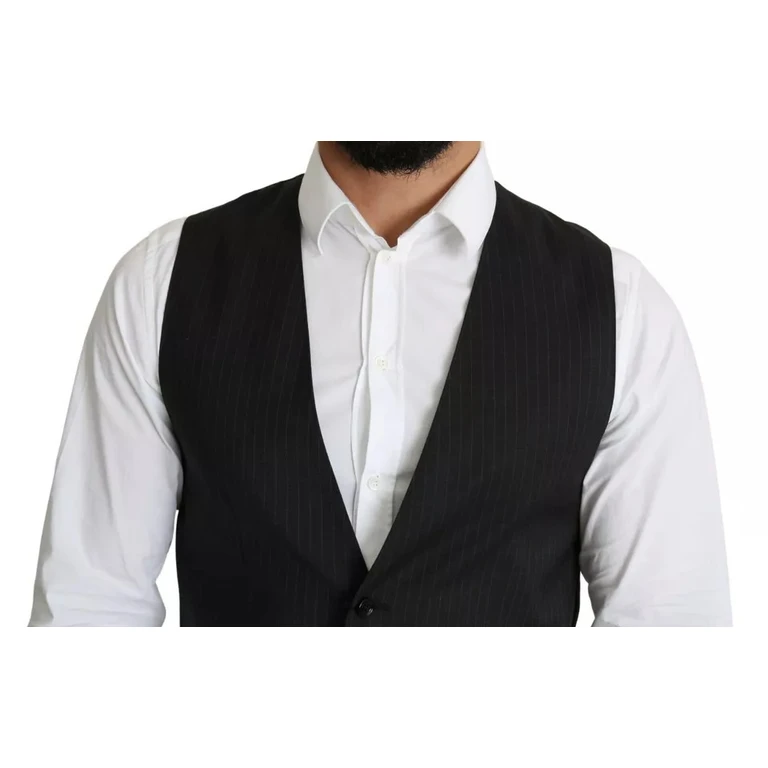 Dolce & Gabbana Black Men Formal Staff Dress Waistcoat Vest - Men