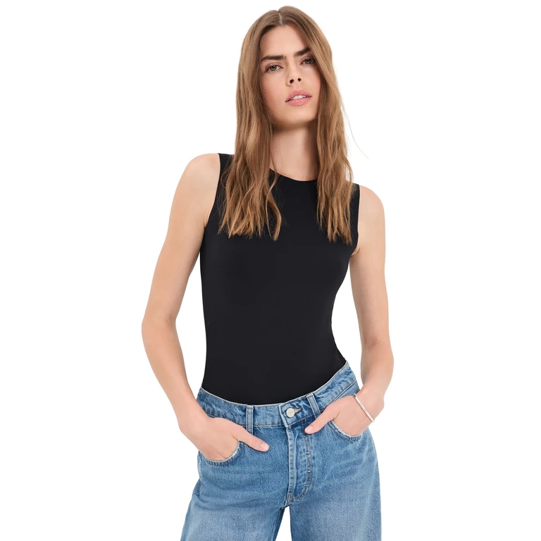 Neoprene Signature Thong Bodysuit Black S