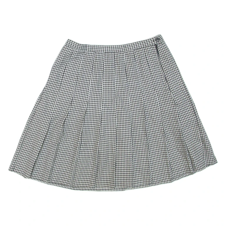BRIGGS NEW YORK Womens Pleated Skirt Black Knee Length Wool Houndstooth M