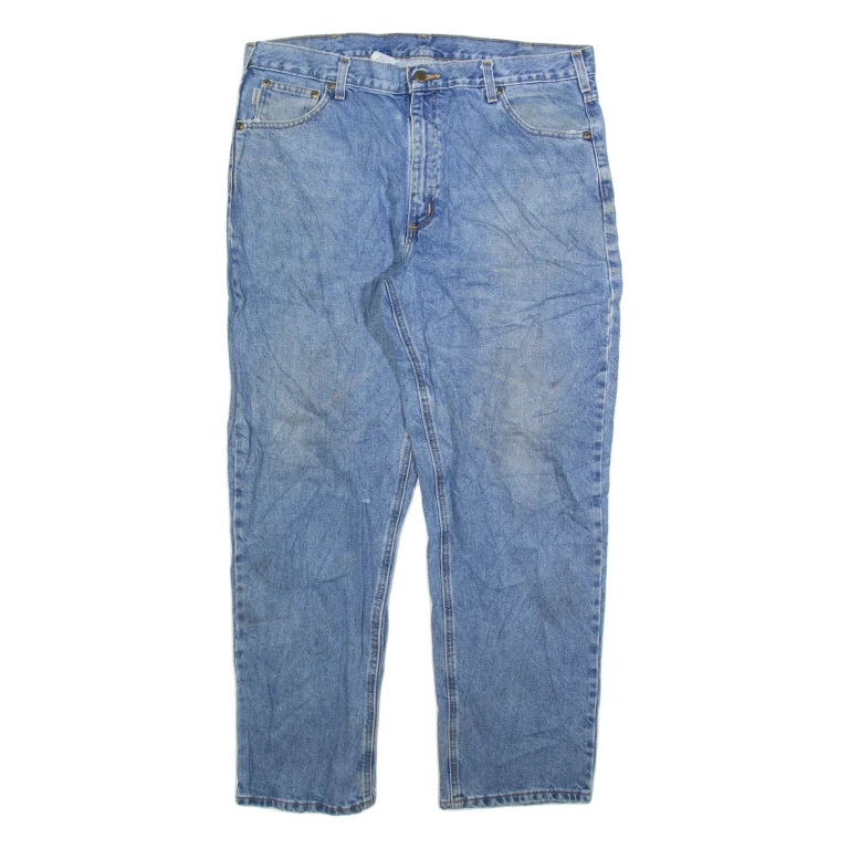 CARHARTT Mens Jeans Blue Relaxed Straight Stone Wash W40 L32