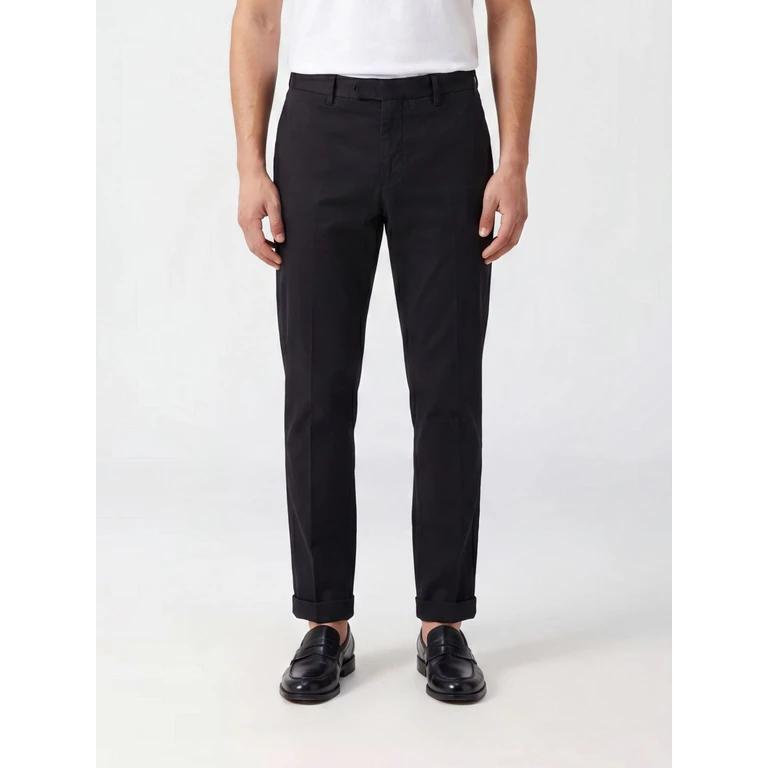 Slim Fit Tailored Trousers in a Cotton and Linen Blend (BG0330019000011)