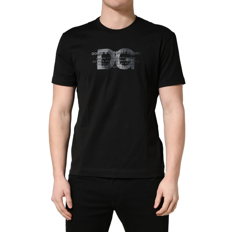 Dolce & Gabbana Black Logo Dg Print Cotton Crew Neck T-Shirt - Men