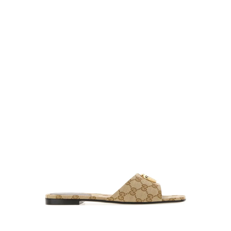 Gucci Gg Canvas Slippers Vintagesand - Women