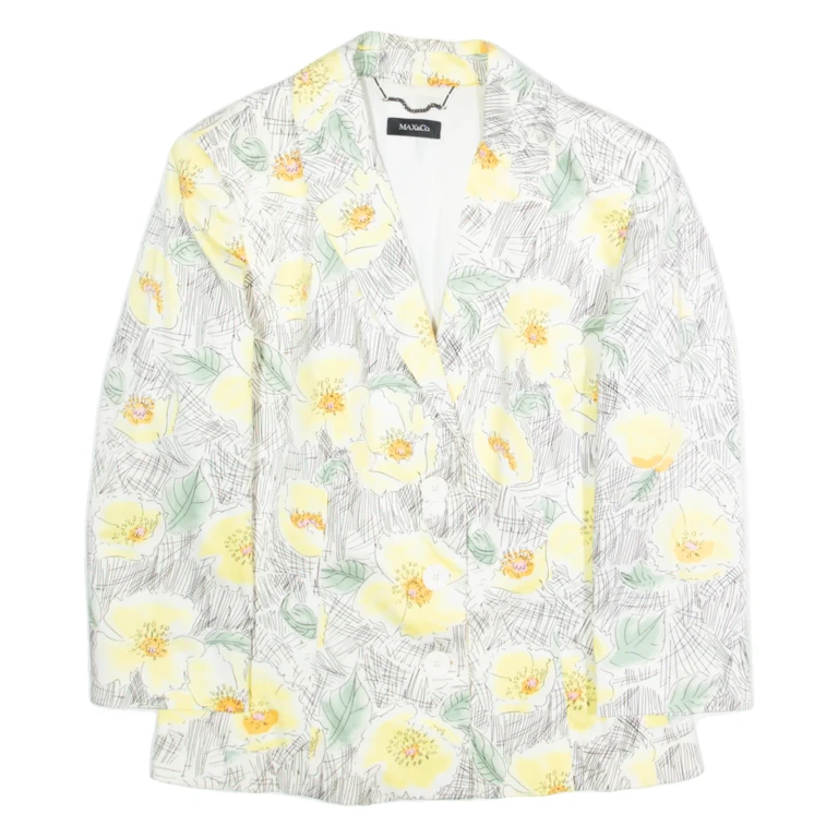 MAX&CO Womens Blazer Jacket White Floral M