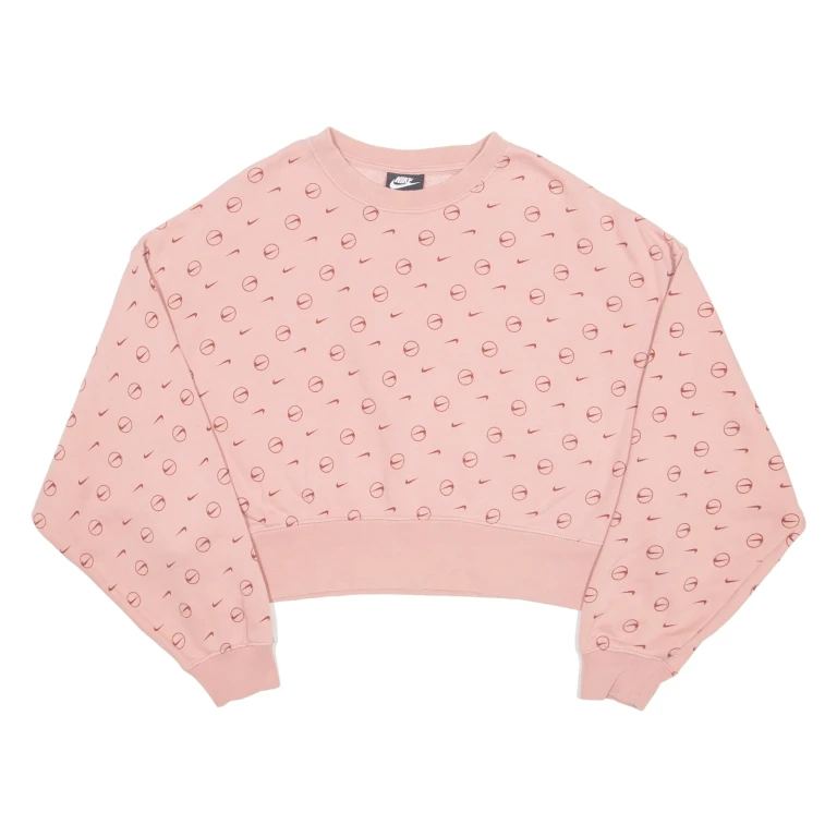 NIKE Loose Fit Cropped Womens Sweatshirt Pink XS