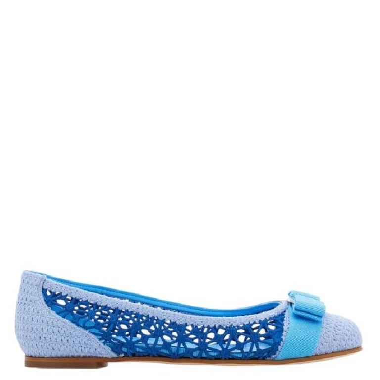 Ferragamo Varina Crochet Ballet Flats, Size 7 C