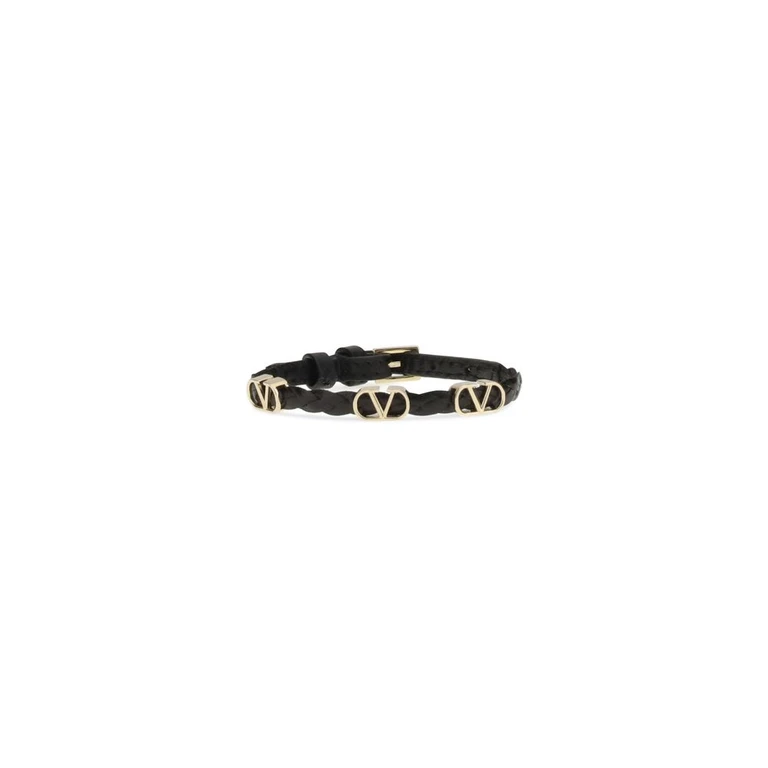 Valentino Garavani Black Calf Leather Bos Taurus Bracelet - Women