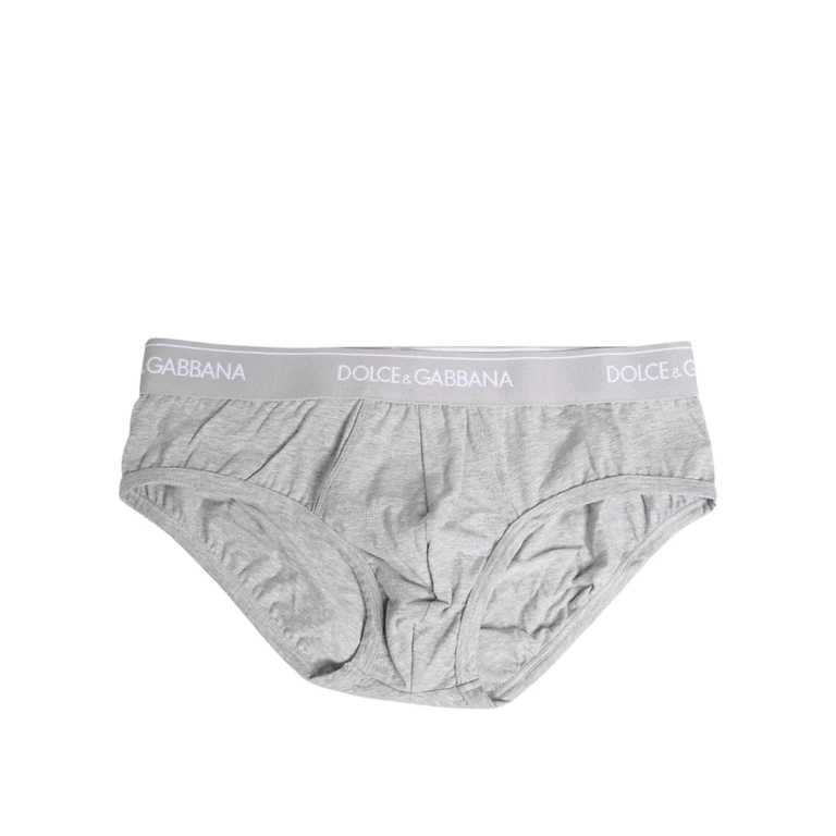 Dolce & Gabbana Gray Cotton Stretch Regular Brief Underwear Clothing - Men